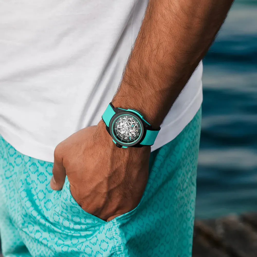 NORQAIN Wild ONE Skeleton Turquoise 42mm in Black, additional product view 2