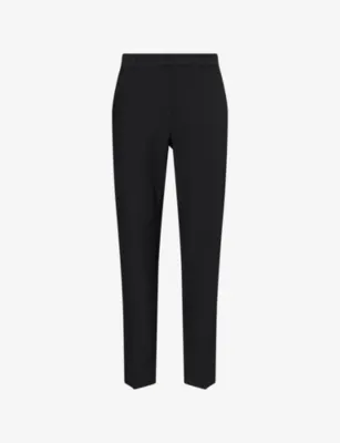 EMPORIO ARMANI Logo-Plaque Straight-Leg Seersucker Trousers