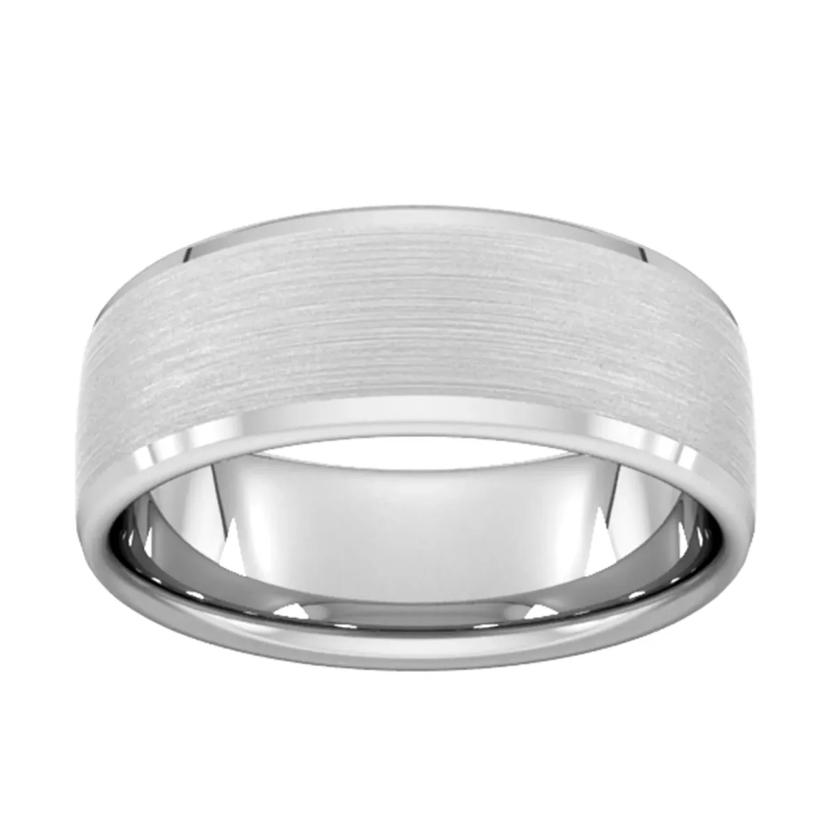 For Him 8mm Slight Court Heavy Polished Chamfered Edges With Matt Centre Wedding Ring In 18 Carat Yellow Gold