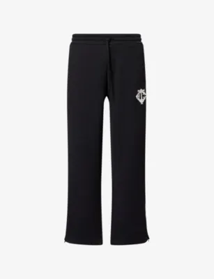 THE COUTURE CLUB Monogram Emblem Straight-Leg Cotton-Blend Jogging Bottoms - GREYMARL