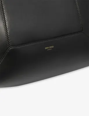 JIMMY CHOO Diamond logo-embossed medium leather tote bag in BLACK, additional product view 3