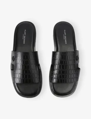 KURT GEIGER LONDON Bond Flat Leather Slides - EUR 45 / 11 UK MEN in BLK/OTHER, additional product view 2