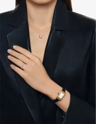 BOUCHERON Quatre White Edition 18ct yellow, white and rose-gold, ceramic and 0.17ct diamond pendant necklace detail 2