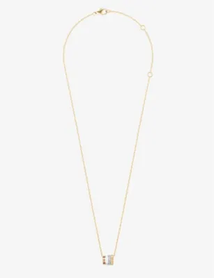 BOUCHERON Quatre White Edition 18ct yellow, white and rose-gold, ceramic and 0.17ct diamond pendant necklace detail 3
