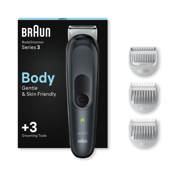 BRAUN Body Groomer Series 3 3350, Body Groomer For Men, Gentle Full-Body Manscaping