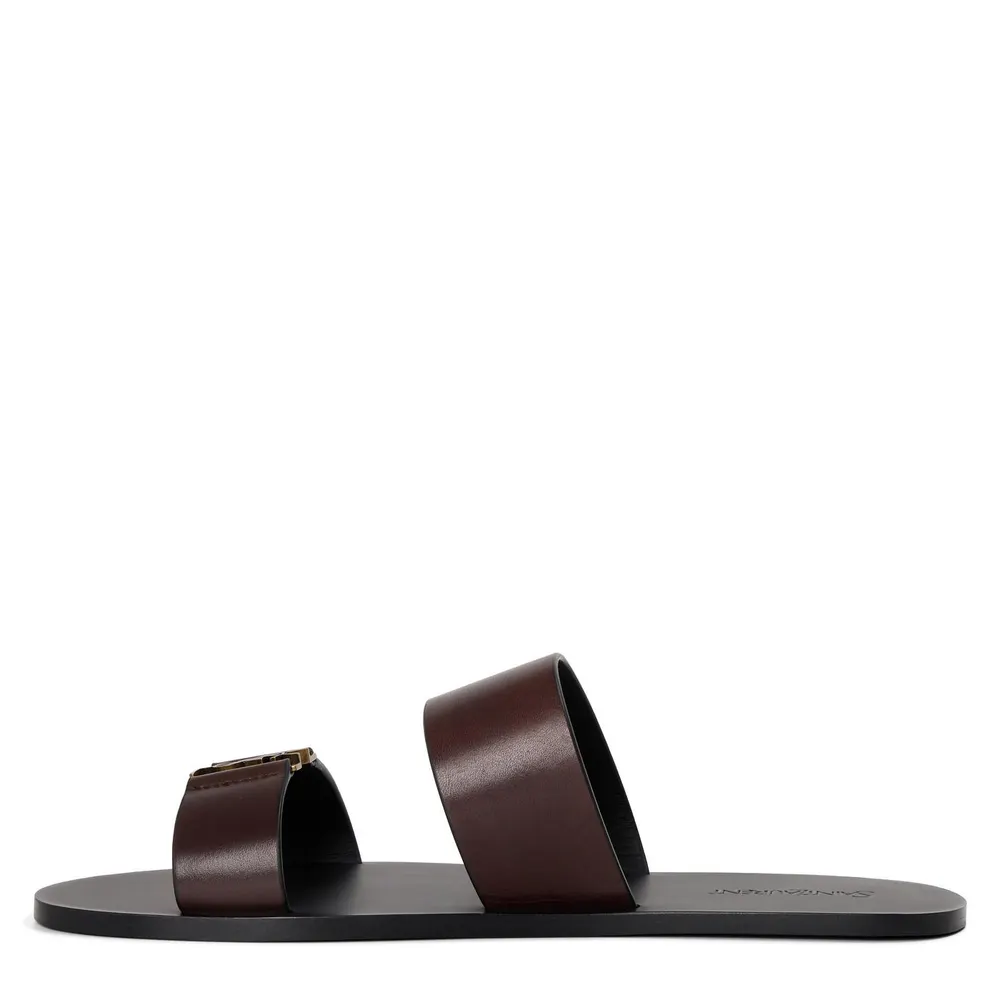 Saint Laurent Men's Flat Sandals in Brown, additional product view 2