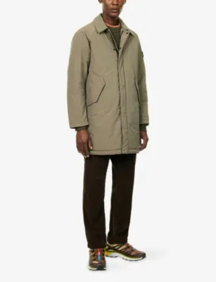 STONE ISLAND Micro Twill Longline Padded Coat in MILITARY GREEN, additional product view 2