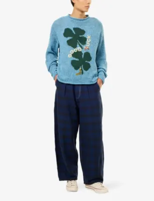 STORY MFG Twinsun Roll Neck Cotton Knit Jumper in Twisted Indigo Luck, additional product view 2
