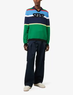 SEPP FOOTBALL SHIRTS Striped Brand-Print Cotton-Knit Jumper in MULTI, additional product view 2