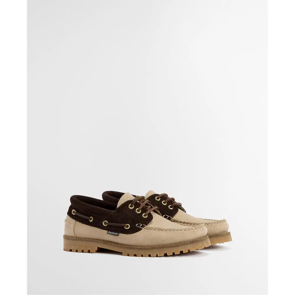 Barbour Mens Re-Engineered Deck Boat Shoes in BE34 Sand/Brown, additional product view 2