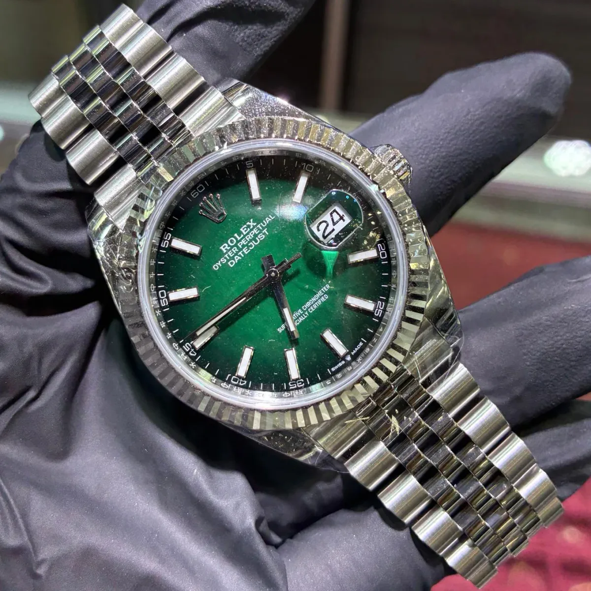 ANKUR - For Him WATCHES 2026 Rolex Datejust 41mm | Oystersteel | Green Ombre Stick Dial – Watch