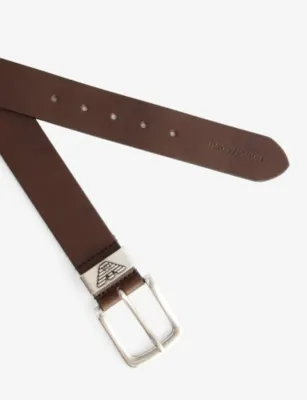 EMPORIO ARMANI Logo-embossed leather belt - 38 detail 2