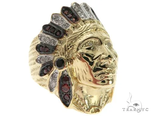 RINA - For Him FACTORY 14K Yellow Gold Prong Bezel Diamond Indian Head Ring 63858 in Rose Gold / 6 – Ring
