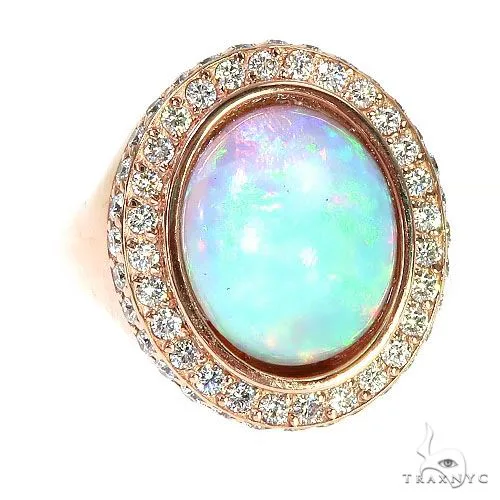 PIA - For Him GEMSTONES Custom 14K Gold Opal Diamond Ring 67292 in Rose / 8 – Ring