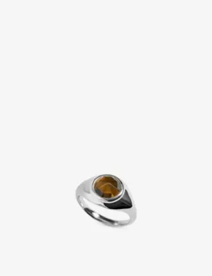 MONICA VINADER Eclipse Gemstone Sterling Silver and Tiger's Eye Signet Ring - L detail 3
