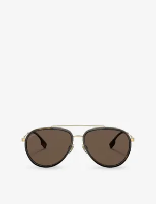 BURBERRY BE3125 Oliver pilot-frame metal sunglasses