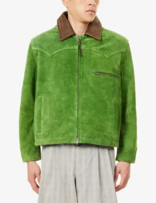 FOUND Western Barn Leather Jacket in MOSSY GREEN, additional product view 3
