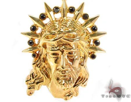 MARYAM - For Him SILVER Silver Black Diamond XL Jesus Head Pendant [Gold-Dipped] 28844 – Pendant