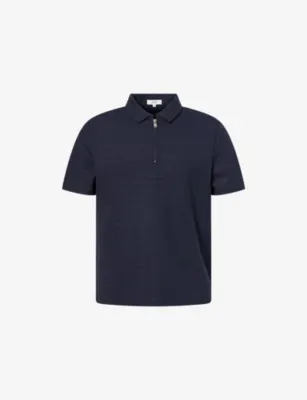 ARNE Cavour Textured Zip Woven Polo Shirt