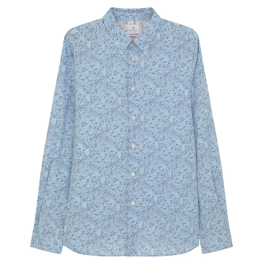 PS Paul Smith Men's Long Sleeve Patterned Tailored Fit Shirt