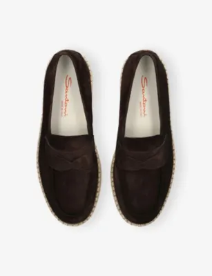 SANTONI Carlo Suede Espadrille Loafers - EUR 44 / 10 UK MEN in Dark Brown, additional product view 2