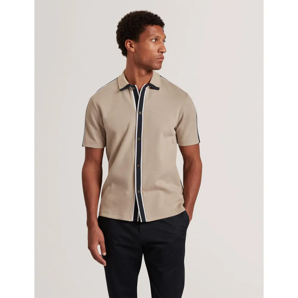 Ted Baker Men's Button-Through Fine Knit Short-Sleeve Polo