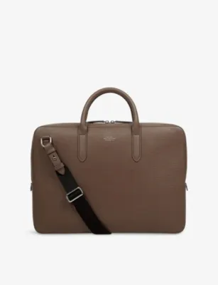 SMYTHSON Panama Slim Leather Briefcase - FAWN