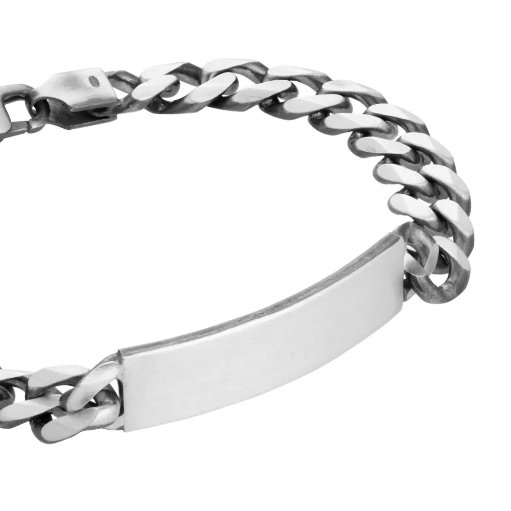 For Him Sterling Silver Antique Plated ID Bracelet detail 3