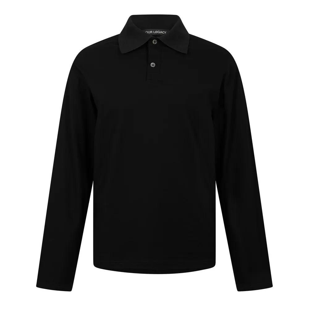 Our Legacy Men's Long Sleeve Polo Shirt in Black – Clothing