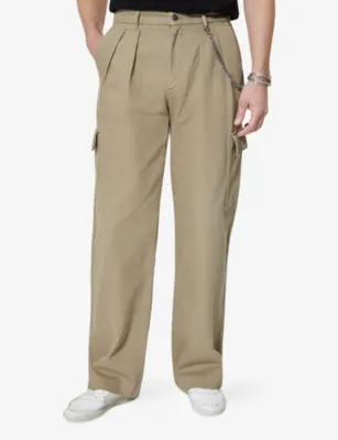 THE KOOPLES Chain-Embellished Cargo-Pocket Cotton Trousers detail 3