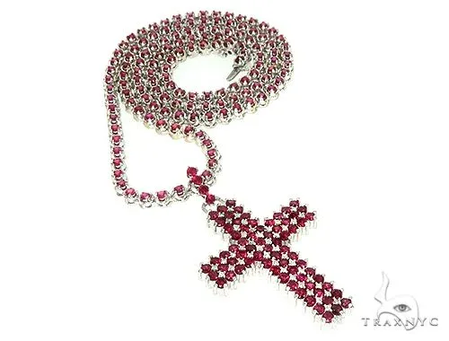 RINA - For Him CUSTOM Mens Ruby Cross Set 66064 in Rose Gold / 18 Inches – Pendant Set
