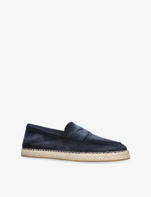 SANTONI Carlo Suede Espadrille Loafers - EUR 41.5 / 7.5 UK MEN in Navy, additional product view 3