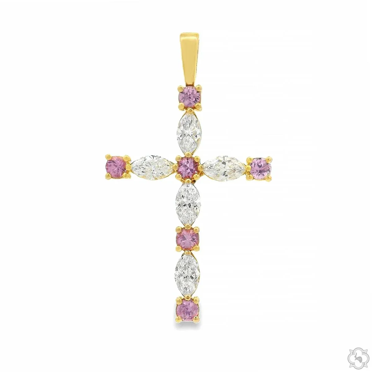 PIA - For Him GEMSTONES Divine Pink Sapphire Marquise Cross 70772 in Rose – Pendant