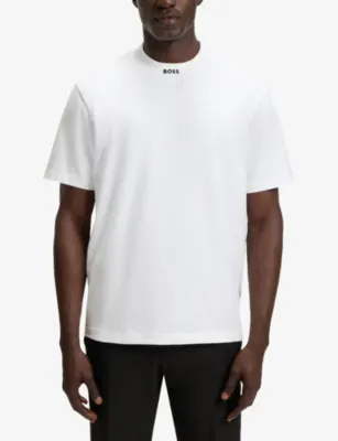 BOSS Logo-Collar Short-Sleeve Stretch-Cotton T-Shirt detail 3
