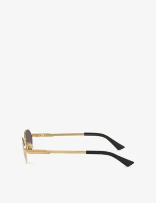 BOTTEGA VENETA BV1470S Round-Frame Metal Sunglasses in GOLD, additional product view 2