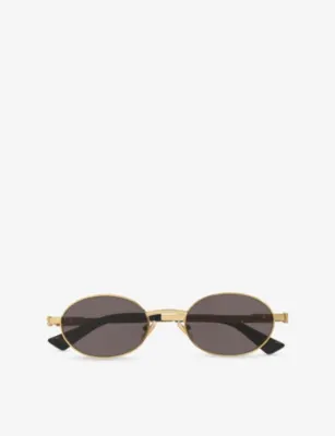 BOTTEGA VENETA BV1470S Round-Frame Metal Sunglasses in GOLD, additional product view 3