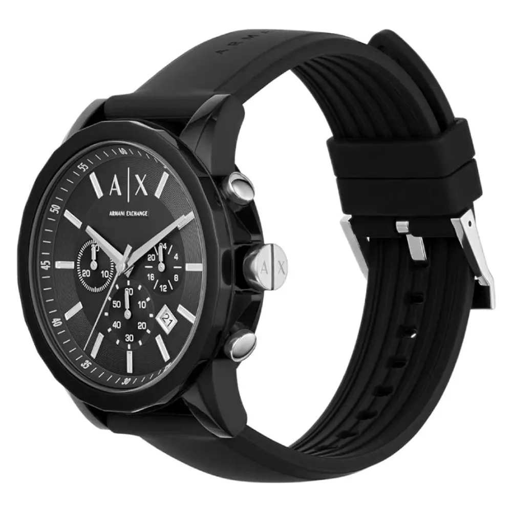 Armani Exchange Chronograph Black Silicone Mens Watch detail 2