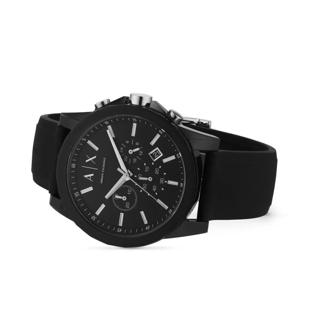 Armani Exchange Chronograph Black Silicone Mens Watch detail 3