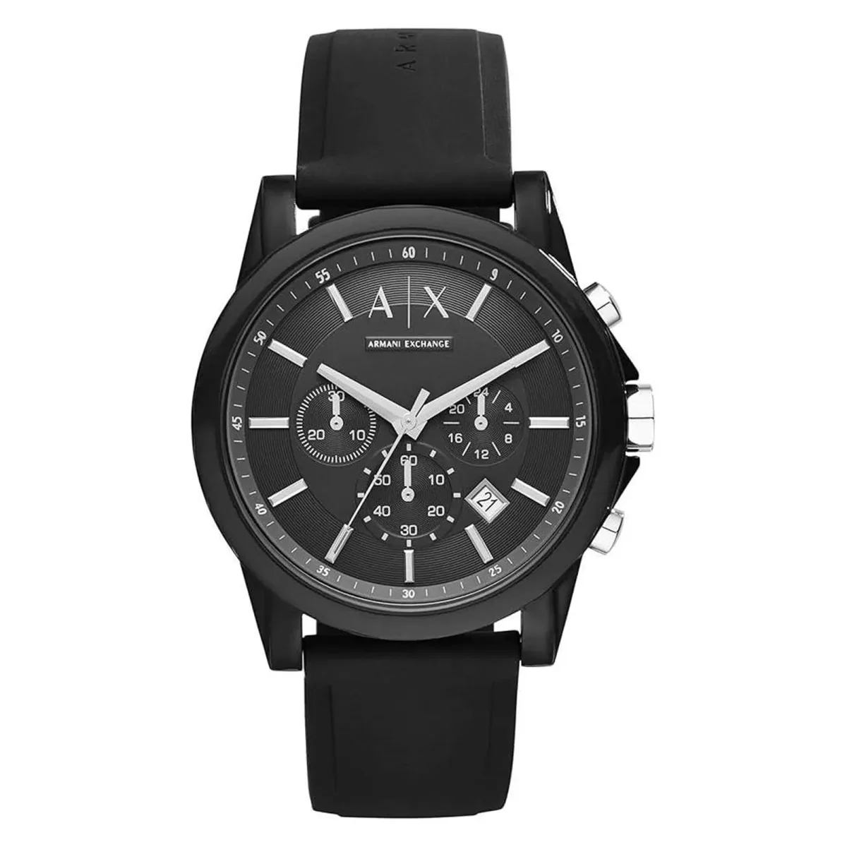 Armani Exchange Chronograph Black Silicone Mens Watch
