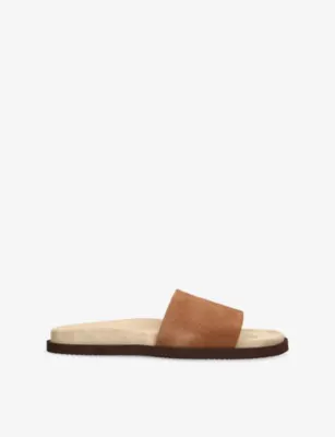 BRUNELLO CUCINELLI Wide-Strap Suede Sliders - EUR 43 / 9 UK MEN in GREY/M.CMB – Mens | Sandals | Formal sandals