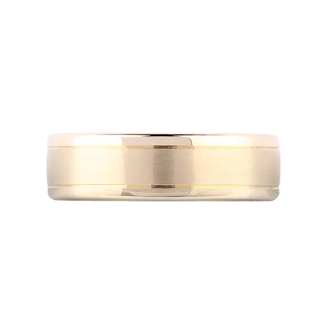 For Him Gents Bevelled Edge Wedding Ring In 9 Carat Yellow Gold, additional product view 2