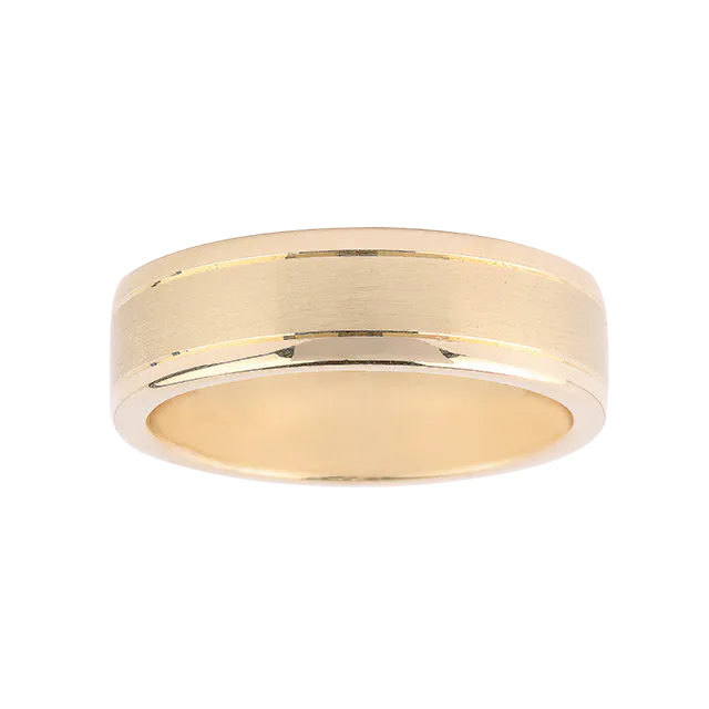 For Him Gents Bevelled Edge Wedding Ring In 9 Carat Yellow Gold
