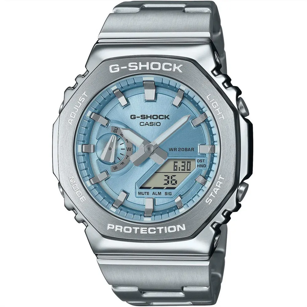 G Shock Steel Edition Octagonal Stainless Steel Water Resistant Digital Watch