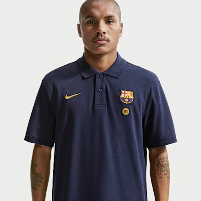 Nike F.C. Barcelona Club Men's Nike Football Polo - Blackened Blue/Blackened Blue/Mineral Yellow