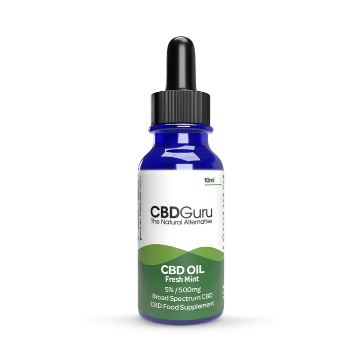 CBD GURU CBD Oil Drops 500mg 10ml - Fresh Mint Flavour Broad Spectrum CBD