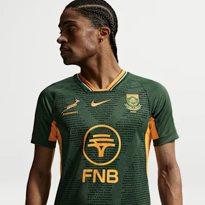 Nike Springboks RGR Replica Home Men's Nike Rugby Shirt - Gorge Green/University Gold/University Gold