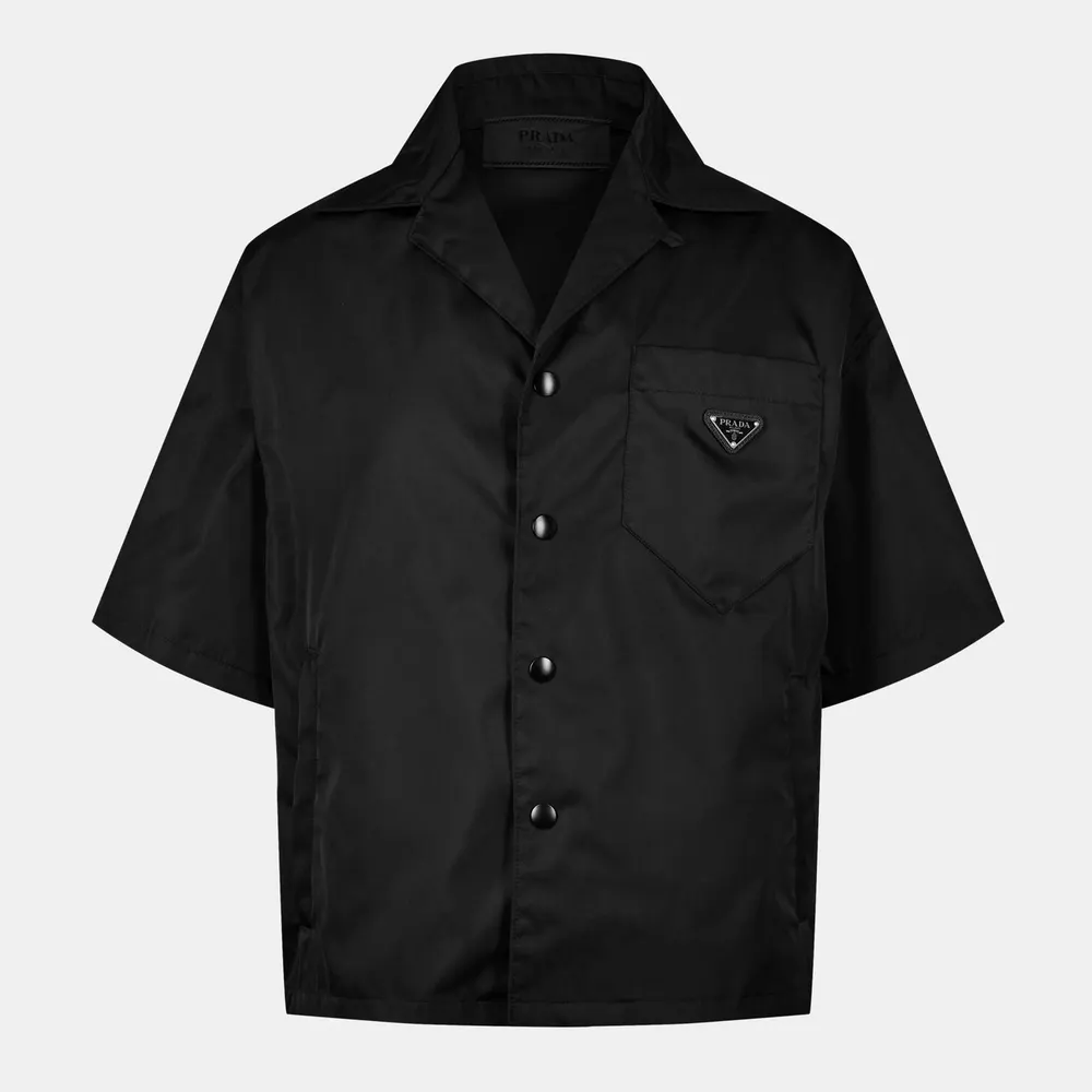 Prada Men'S Logo Re-Nylon Bowling Shirt