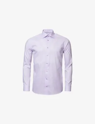 ETON Micro-Print Contemporary-Fit Cotton-Poplin Shirt - LIGHT PURPLE - 15.75 detail 2