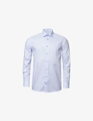 ETON Micro-Print Contemporary-Fit Cotton-Poplin Shirt - LIGHT PURPLE - 15.75