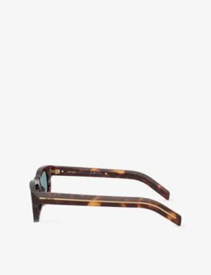 PRADA PR B11SF Rectangle-Frame Tortoiseshell Acetate Sunglasses detail 2
